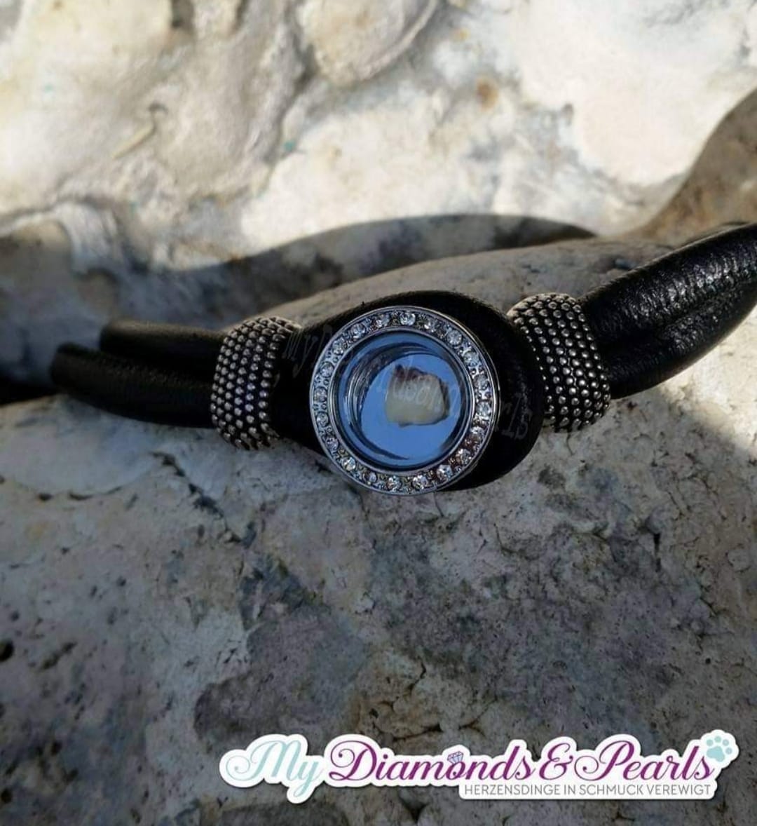 Armband aus Lederimitat 6mm mit Strasselement