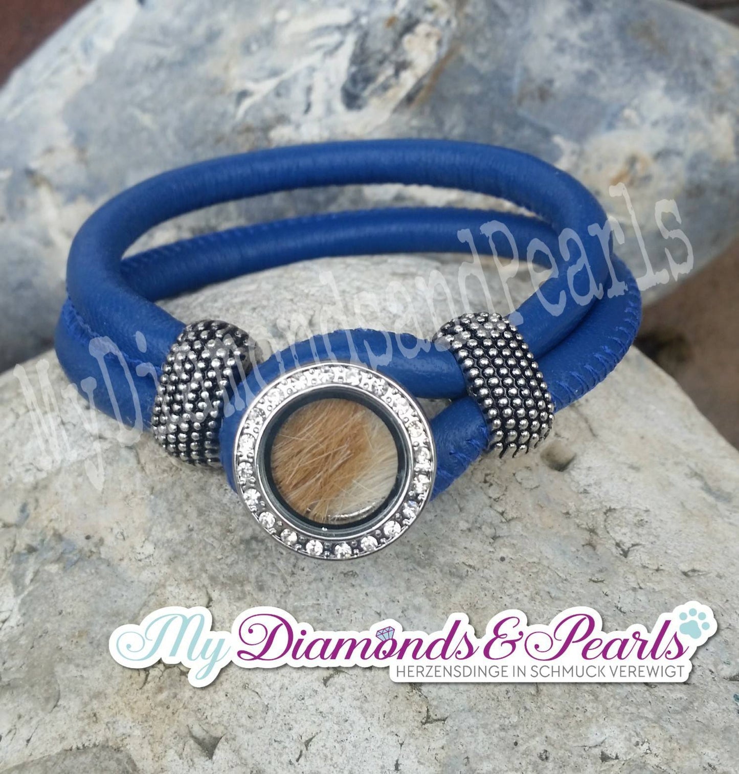 Armband aus Lederimitat 6mm mit Strasselement