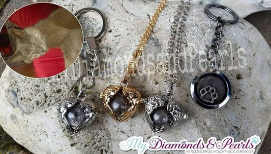 Katze Herzensmaterial eingearbeitet in vier verschiedene Anhänger