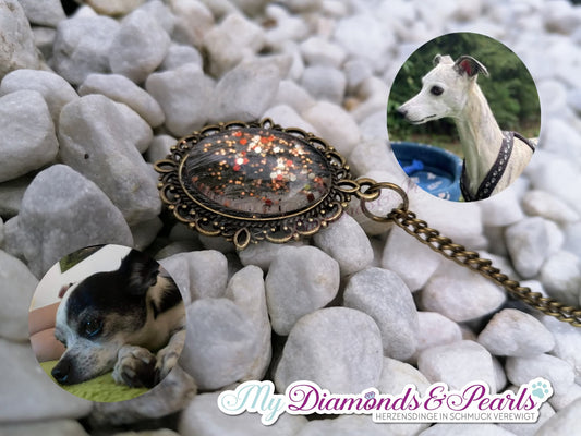 Hunde Herzensmaterial und Glitzerakzente, eingearbeitet in Cabochon-Anhänger