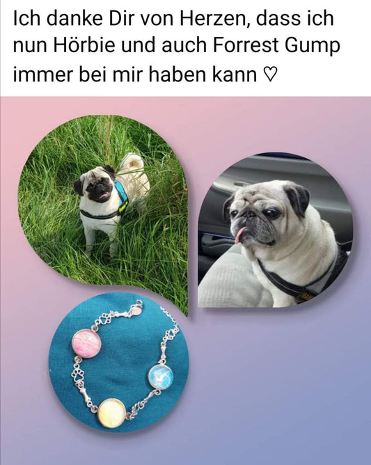 Glücksarmband und Lesezeichen mit eingearbeitetem Fell