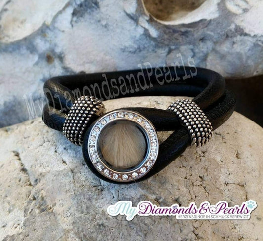 Armband aus Lederimitat 6mm mit Strasselement